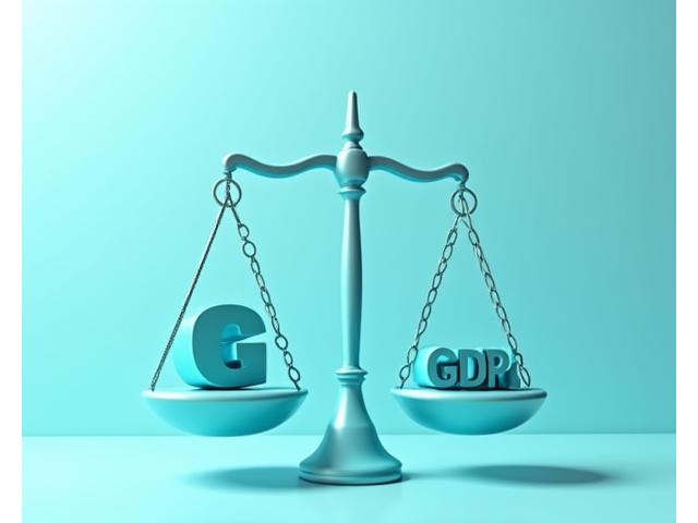 Symboles d'équilibre de la justice et d'icônes numériques représentant la conformité