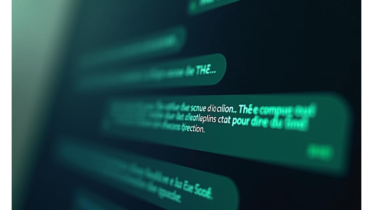 Interface de chat moderne affichant une conversation naturelle en français, mettant en évidence la compréhension avancée d'une requête complexe par une IA.